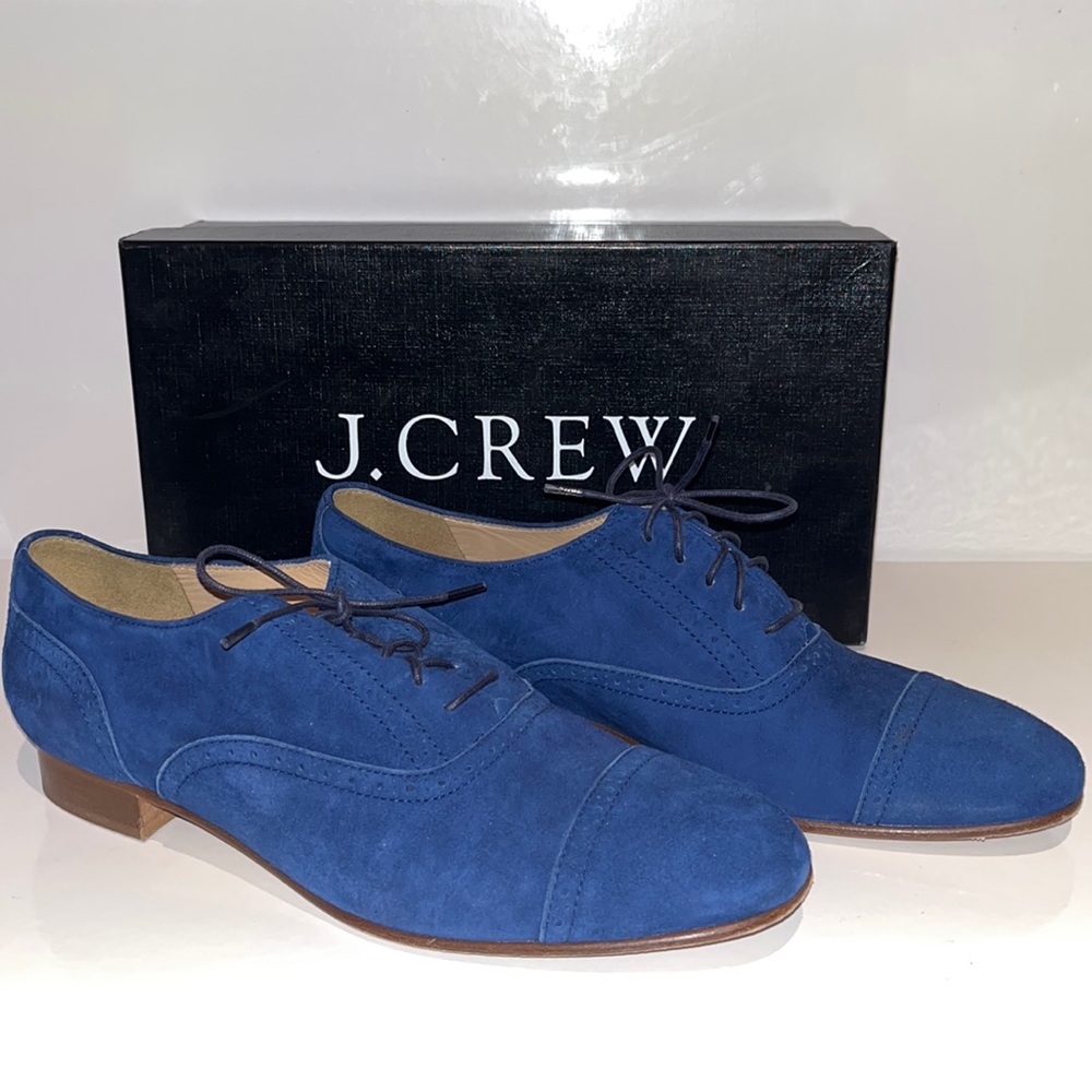 J.Crew blue suede Oxfords